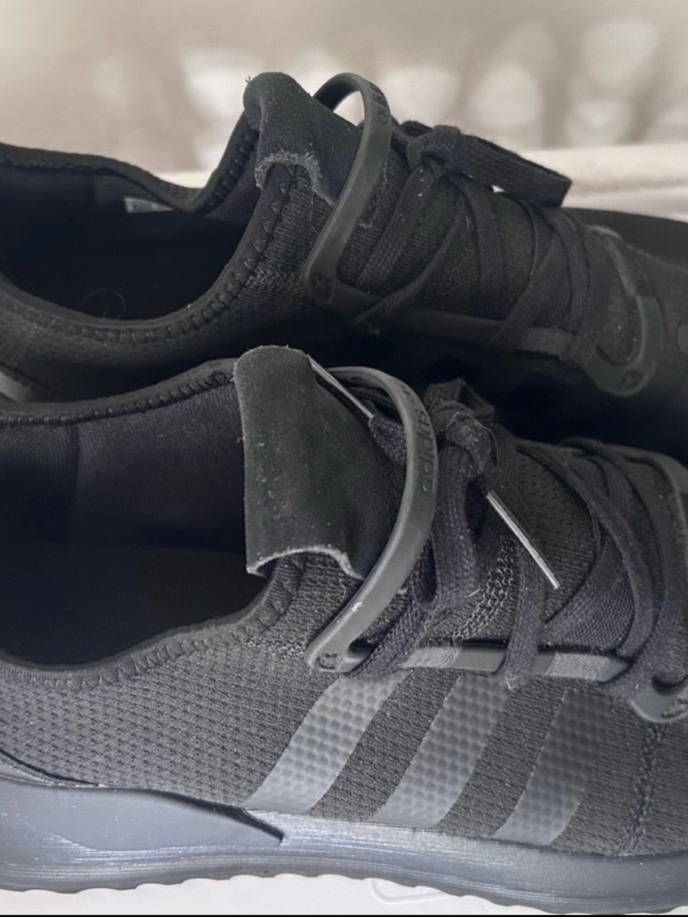 adidas Black Low-Top Knit Sneakers with 3-Stripe Detail
